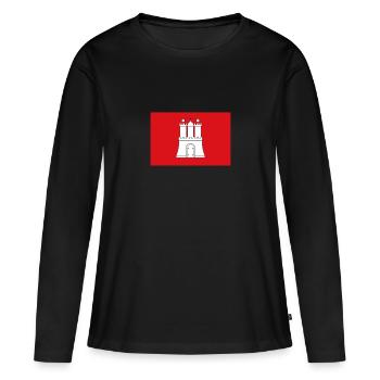 Hambourg - T-shirt manches longues Premium bio Femme - noir - Devant - Julia (174cm)