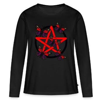 Pentagrammes vaudou sorcières - T-shirt manches longues Premium bio Femme - noir - Devant - Julia (174cm)