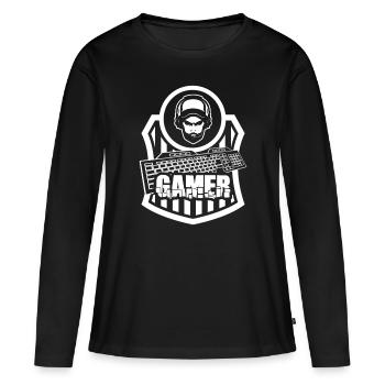 Gaming Gaming Gaming Gaming - T-shirt manches longues Premium bio Femme - noir - Devant - Julia (174cm)