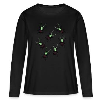 Scarabée cerf avec bois Phobie Insectes insectes - T-shirt manches longues Premium bio Femme - noir - Devant - Julia (174cm)