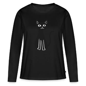 Chats Animaux animaux - T-shirt manches longues Premium bio Femme - noir - Devant - Julia (174cm)