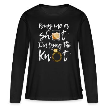 Groom man Achetez-moi un coup de feu j'attache le noeud - T-shirt manches longues Premium bio Femme - noir - Devant - Julia (174cm)
