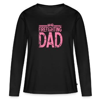 Pompier pompière - T-shirt manches longues Premium bio Femme - noir - Devant - Julia (174cm)