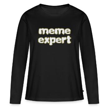 Expert génial Tshirt Design Meme expert - T-shirt manches longues Premium bio Femme - noir - Devant - Julia (174cm)