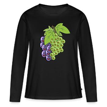 Weintrauben Trauben Obst Früchte Rebe Veganer - Frauen Premium Bio Langarmshirt - Schwarz - Vorne - Julia (174cm)