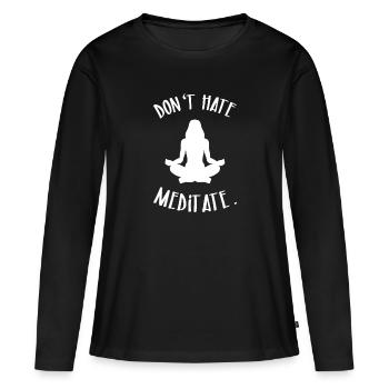 méditation - T-shirt manches longues Premium bio Femme - noir - Devant - Julia (174cm)