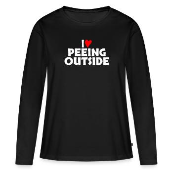 I Love Peeing Outside. J’aime pisser dehors - T-shirt manches longues Premium bio Femme - noir - Devant - Julia (174cm)