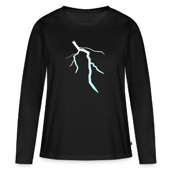 Blitz Blitzschlag Lightning Bolt - Frauen Premium Bio Langarmshirt - Schwarz - Vorne - Julia (174cm)