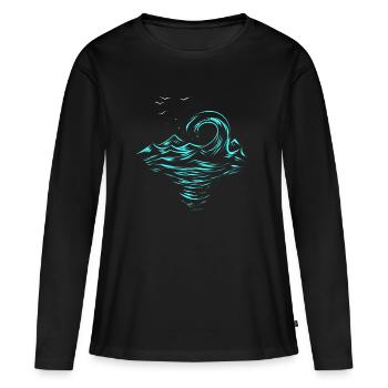Wave - Women's Premium Organic Long Sleeve Shirt - black - Front - Julia (174cm)