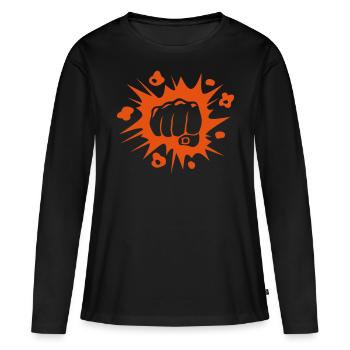 poing fermer face coup 110 - T-shirt manches longues Premium bio Femme - noir - Devant - Julia (174cm)