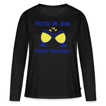pastis jour toujours verre alcool - T-shirt manches longues Premium bio Femme - noir - Devant - Julia (174cm)