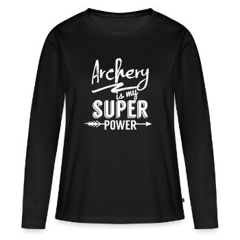 Archer - T-shirt manches longues Premium bio Femme - noir - Devant - Julia (174cm)