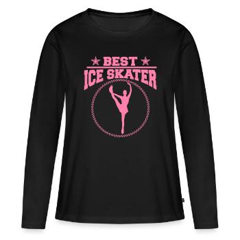 Schlittschuhlaufen Schlittschuhlaufen - Frauen Premium Bio Langarmshirt - Schwarz - Vorne - Julia (174cm)