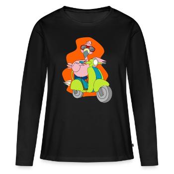 Chemise cadeau cyclomoteur Flamingo moto scooter - T-shirt manches longues Premium bio Femme - noir - Devant - Julia (174cm)