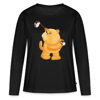Golf Cat Sport Funny kid jeu Fun Gift - T-shirt manches longues Premium bio Femme - noir - Devant - Julia (174cm)