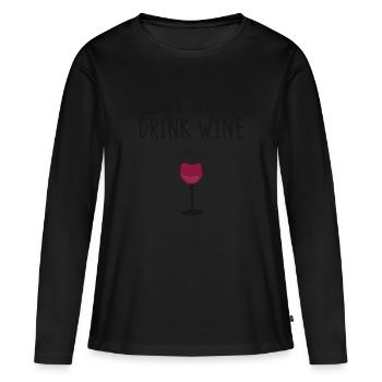 Wine - Women's Premium Organic Long Sleeve Shirt - black - Front - Julia (174cm)