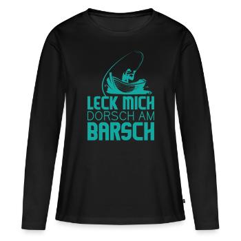 Angler - Frauen Premium Bio Langarmshirt - Schwarz - Vorne - Julia (174cm)