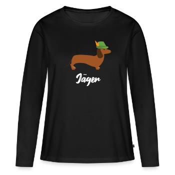 Chasse au chien - T-shirt manches longues Premium bio Femme - noir - Devant - Julia (174cm)