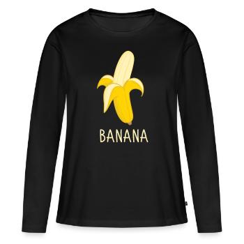 Banane banane - T-shirt manches longues Premium bio Femme - noir - Devant - Julia (174cm)