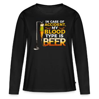 Blood Type Beer Drinker Drinking Beer drinker Alcohol - Women's Premium Organic Long Sleeve Shirt - black - Front - Julia (174cm)