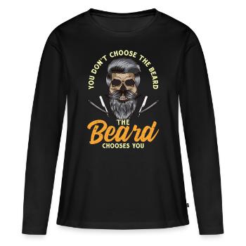 Crâne barbe barbe barbe barbier barbe porteur - T-shirt manches longues Premium bio Femme - noir - Devant - Julia (174cm)