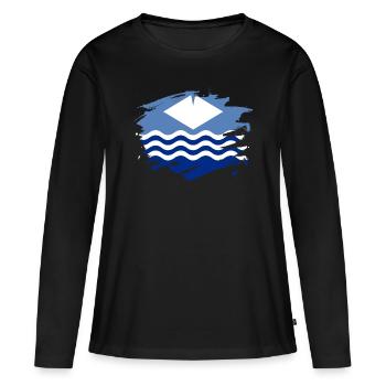 Isle of Wight Flag Paint Splatter Design - Women's Premium Organic Long Sleeve Shirt - black - Front - Julia (174cm)