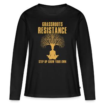 RESISTANCE GROW - T-shirt manches longues Premium bio Femme - noir - Devant - Julia (174cm)