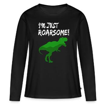 T-Rex - T-shirt manches longues Premium bio Femme - noir - Devant - Julia (174cm)
