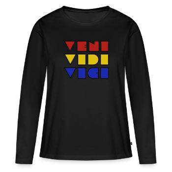 Veni vidi vici - T-shirt manches longues Premium bio Femme - noir - Devant - Julia (174cm)