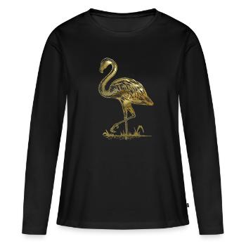 Flamingo - T-shirt manches longues Premium bio Femme - noir - Devant - Julia (174cm)