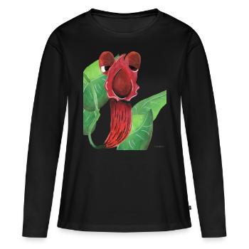 Pflanze Fleisch fressen lustig Kinder Geschenk - Frauen Premium Bio Langarmshirt - Schwarz - Vorne - Julia (174cm)