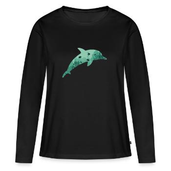 Dauphin dauphin - T-shirt manches longues Premium bio Femme - noir - Devant - Julia (174cm)