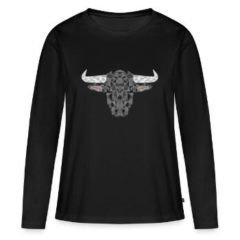 Taureau taureau Polygone Bovin Animaux Espagne - T-shirt manches longues Premium bio Femme - noir - Devant - Julia (174cm)