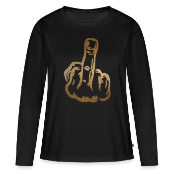 Finger Stinky Finger baise avec toi - T-shirt manches longues Premium bio Femme - noir - Devant - Julia (174cm)