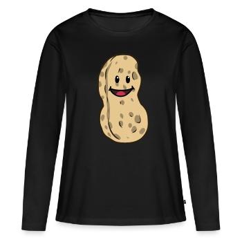 Erdnuss Erdnüsse Nuss Nüsse Speise nett - Frauen Premium Bio Langarmshirt - Schwarz - Vorne - Julia (174cm)