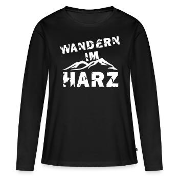 Wandern im Harz - Frauen Premium Bio Langarmshirt - Schwarz - Vorne - Julia (174cm)