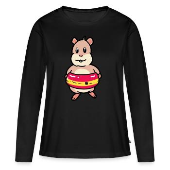 Baignade baignade hamster rongeur anneau de natation enfant - T-shirt manches longues Premium bio Femme - noir - Devant - Julia (174cm)