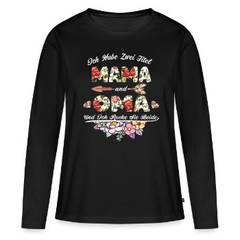 Mama Oma Mutter Blumen Design Geschenk - Frauen Premium Bio Langarmshirt - Schwarz - Vorne - Julia (174cm)