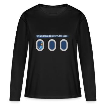 Hôtesse de l’air Hôtesse de l’air héroïne de l’air - T-shirt manches longues Premium bio Femme - noir - Devant - Julia (174cm)