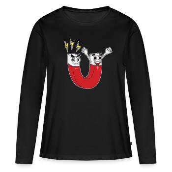 Aimant rester positif drôle d’aimants cadeaux plus - T-shirt manches longues Premium bio Femme - noir - Devant - Julia (174cm)