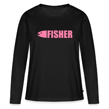 Poissons Poissons Poissons Pêche - T-shirt manches longues Premium bio Femme - noir - Devant - Julia (174cm)