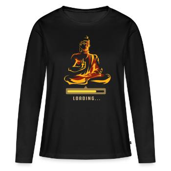 Méditation Méditation Spiritualité - T-shirt manches longues Premium bio Femme - noir - Devant - Julia (174cm)