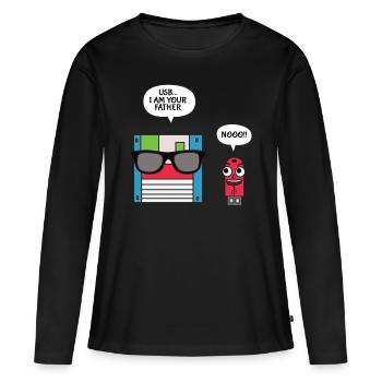 Disquette USB I am Your Father T-shirt, Geek - T-shirt manches longues Premium bio Femme - noir - Devant - Julia (174cm)