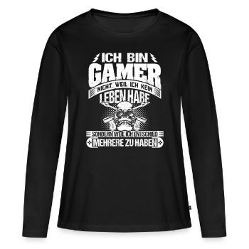 Gaming Gaming Gaming Gaming Gaming - Frauen Premium Bio Langarmshirt - Schwarz - Vorne - Julia (174cm)