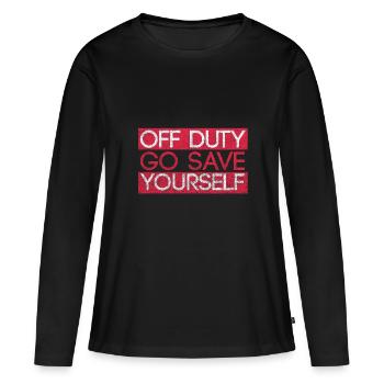 Außer Dienst Rette Dich Selbst - Frauen Premium Bio Langarmshirt - Schwarz - Vorne - Julia (174cm)