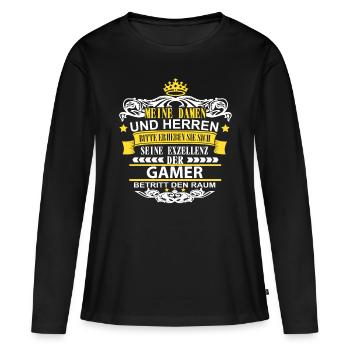 Gaming Gaming Gaming Gaming Gaming Gaming Geschenk - Frauen Premium Bio Langarmshirt - Schwarz - Vorne - Julia (174cm)