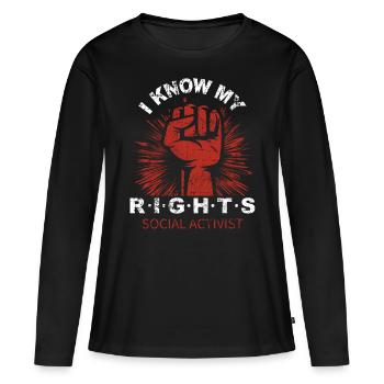 Protestation militante - T-shirt manches longues Premium bio Femme - noir - Devant - Julia (174cm)
