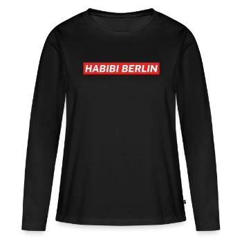 habibi berlin - Frauen Premium Bio Langarmshirt - Schwarz - Vorne - Julia (174cm)