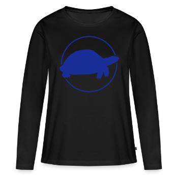 blaue Schildkroete im Kreis - Farbe wechselbar - Frauen Premium Bio Langarmshirt - Schwarz - Vorne - Julia (174cm)