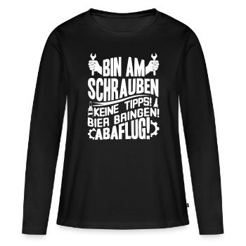 Mechaniker KFZ Auto Werkstatt - Frauen Premium Bio Langarmshirt - Schwarz - Vorne - Julia (174cm)